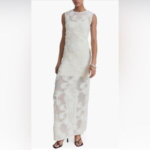 MANGO Floral Appliqué Open Stitch Dress NWT US 6